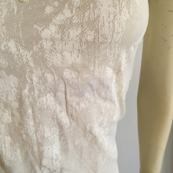 J. Crew factory short sleeve cream top with beading and painted pattern - Picture 3 of 4